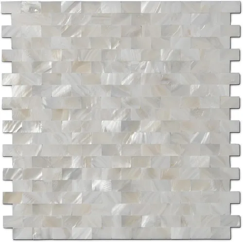 Vista 10 de 1 - Lámina de azulejos de conchas de perla para despegar y pegar, protector contra salpicaduras adhesivo para cocina, baño, dormitorio