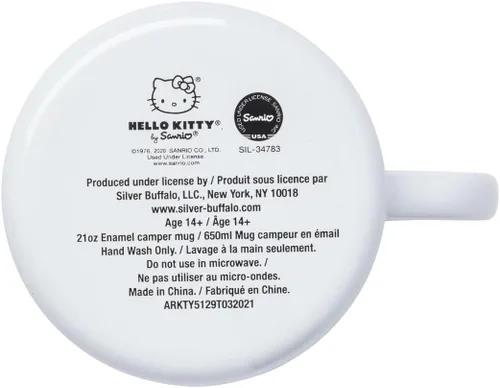 Vista 4 de Silver Buffalo Sanrio Hello Kitty Taza de café de cerámica esmaltada estilo cámper, 21 onzas 0.62 Liters Hello Kitty Hello