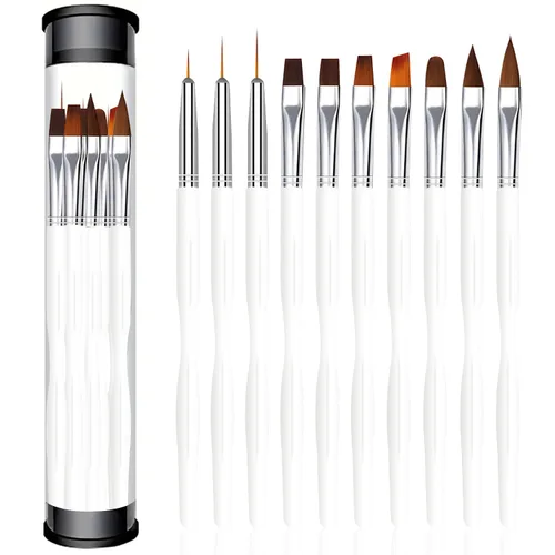Vista 9 de Juego de 10 pinceles para arte de uñas, pinceles de gel y acrílicos para Negro