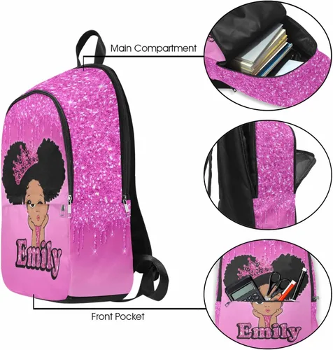 Vista 6 de Mochila escolar personalizada para niños y niñas de primaria con nombre brillante y patrón brillante, impermeable, con lonchera para hija, hijo, a