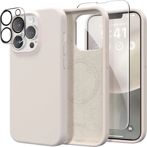 Vista 219 de GONEZ Funda magnética para iPhone 12 Case / 12 Pro Case, compatible con MagSafe, [protector de pantalla + protector de lente de cámara], funda