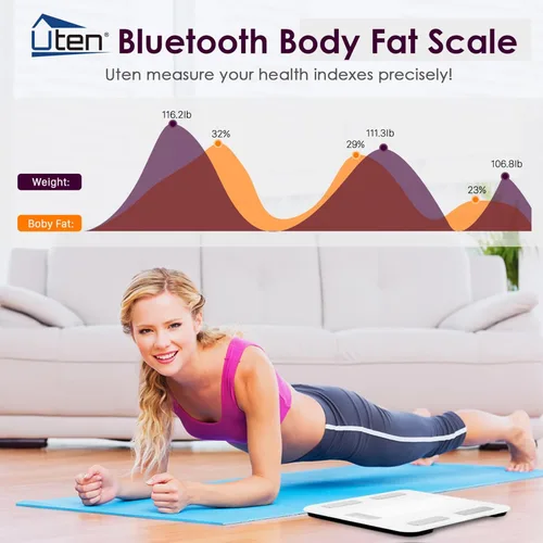 Vista 7 de Uten Báscula de grasa corporal inteligente BMI báscula digital de baño, báscula de peso inalámbrica, analizador de composición corporal