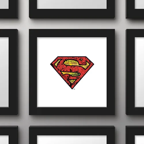 Vista 2 de Trends International Gallery Pops DC Comics Superman - Póster de pared con logotipo de mosaico de cómic S-Shield, 12 x 12 pulgadas, versión Versión