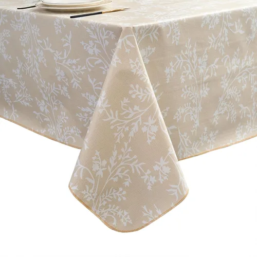 Vista 24 de LIBERECOO Mantel de vinilo resistente con reverso de franela, mantel de plástico impermeable a prueba de aceite, resistente a las manchas, lavable