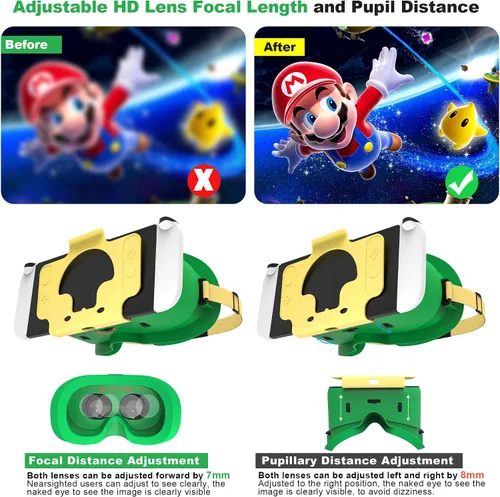 Vista 4 de MVPTGRS VR Headset for Nintendo SwitchSwitch OLED Model, Switch Virtual Reality Glasses Upgraded with Adjustable HD Lenses and Pupil Distance, Labo