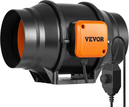 Vista 12 de VEVOR Kit de filtración de aire de 4 pulgadas, ventilador de conducto en línea de 180 CFM con controlador de velocidad, filtro de carbono y sistema