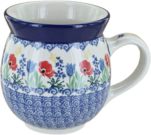 Vista 26 de Blue Rose Polish Pottery - Blue Alyce Bubble Mug - 16 oz - Unique Shape Mug for Coffee & Tea