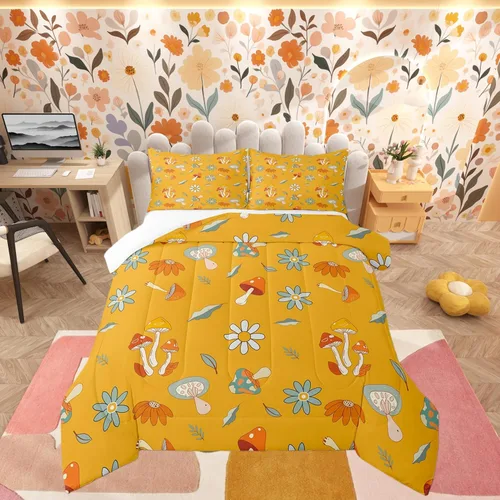 Vista 17 de Castle Fairy Juego de edredón de unicornio tamaño individual, reversible, lindo unicornio, arcoíris, caricatura, caballos, animales, para niños