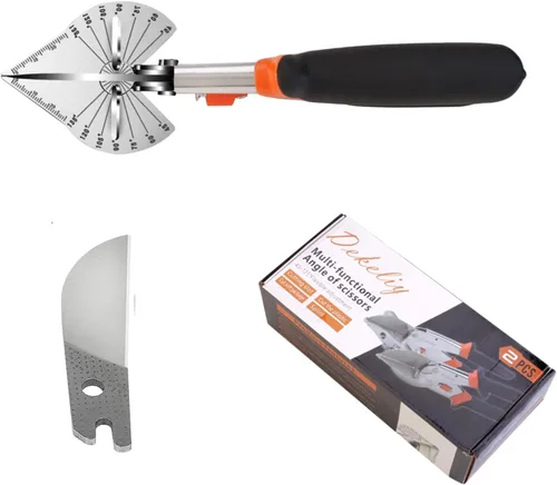Vista 6 de Tijeras de inglete, 1 paquete, tijeras multifuncionales para corte angular de moldeo y recorte, herramienta de corte redondo ajustable de 45 a 135