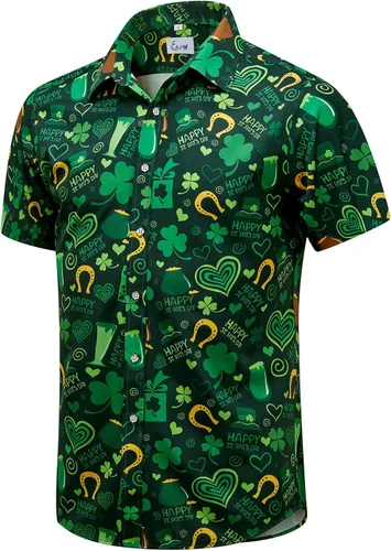 Vista 58 de EUOW - Camisas hawaianas para hombre de manga corta con botones, estampadas para la playa y el verano