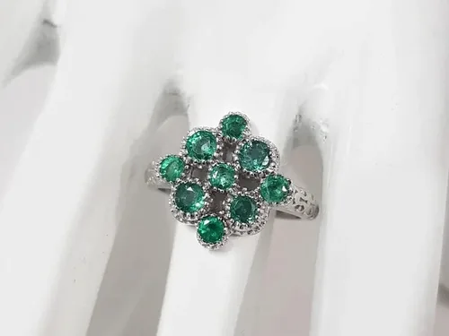 Vista 3 de RKGEMS - Anillo de esmeralda natural en plata de ley 925, piedra preciosa esmeralda auténtica, regalo para ella, anillos de joyería esmeralda