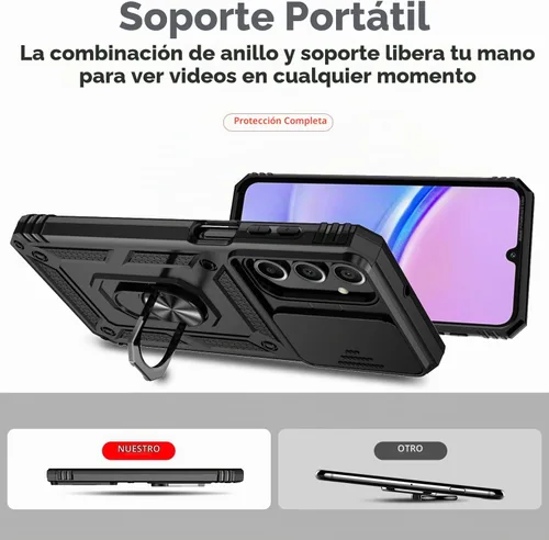Vista 6 de Funda para Samsung Galaxy A16 5G con cubierta para lente de cámara, protector de pantalla HD, doble capa de grado militar, probada contra caídas