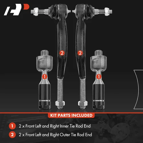 Vista 3 de A-Premium Kit de 4 Piezas de Extremos de Barra de Dirección Frontal Interior y Exterior, Compatible con Chevrolet Trailblazer, SSR, GMC Envoy XL