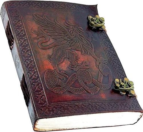 Vista 5 de Cuaderno de Diario de Cuero con Dragón con Papel Rayado - Diario de Calabozos y Dragones Cuaderno Libro de las Sombras Dnd para Hombres y Mujeres 6