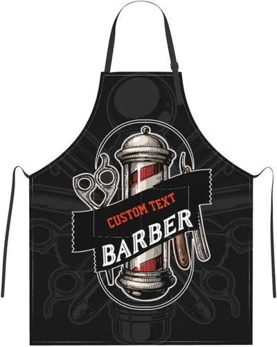 Vista 12 de Delantal de peluquería personalizado para hombres y mujeres, delantal de peluquería con texto personalizado con bolsillos, delantal ajustable