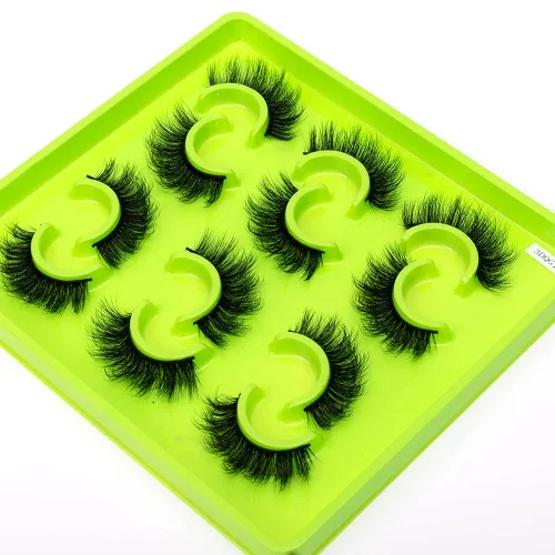 Vista 6 de 6 Pares de Pestañas Postizas Esponjosas Naturales de Imitación de Visón en Tiras 3D Paquete (3DQG-104)