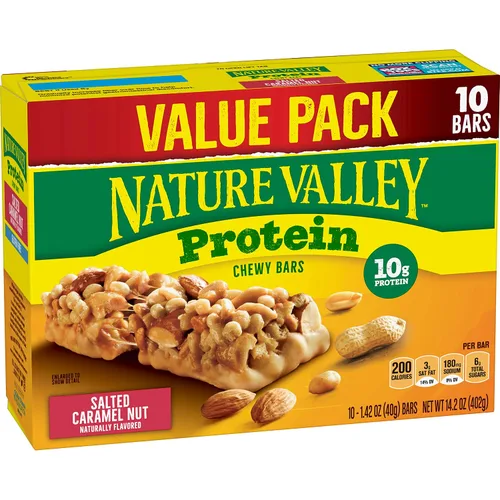 Vista 20 de Nature Valley Barras de granola con proteína, arándano y nueces, barras de merienda masticables, 5 barras, 7.1 OZ 0.35 onzas de proteína por