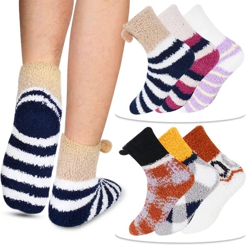 Vista 7 de Calcetines mullidos para hombre, unisex, lindos animales, acogedores, divertidos, esponjosos, cálidos, de invierno, de felpa, para dormir, regalos