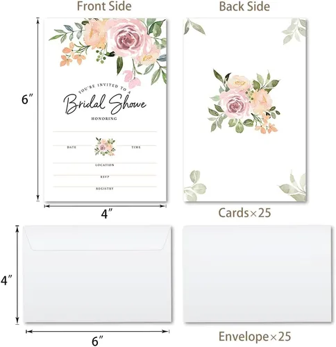 Vista 2 de 25 invitaciones de recepción de boda, tarjetas de invitaciones de relleno de despedida de soltera, invitaciones de compromiso con sobres, hermosos