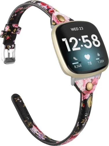 Vista 7 de Minyee Compatible con Fitbit Versa 4/Versa 3/Sense 2/Sense Band para mujer, correa de cuero delgada y fina, pulsera para reloj inteligente Fitbit