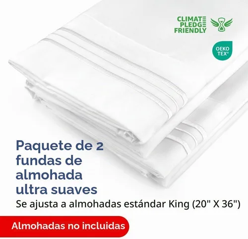 Vista 2 de Juego de 2 fundas de almohada tamaño King estándar, ultra suaves