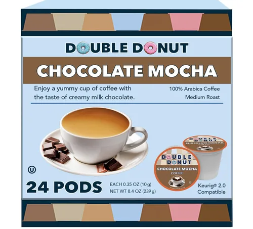 Vista 63 de Double Donut Coffee Cápsulas de Café Half Caff, Cápsulas de Café de Media Cafeína de Porción Individual para Cafeteras Keurig K Cup, Tostado Medio