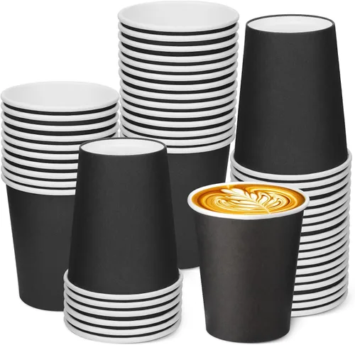 Vista 7 de Paquete de 25 vasos de papel desechables negros de 8 onzas, tazas de café caliente, taza de té de papel, vasos desechables, vasos para bebidas