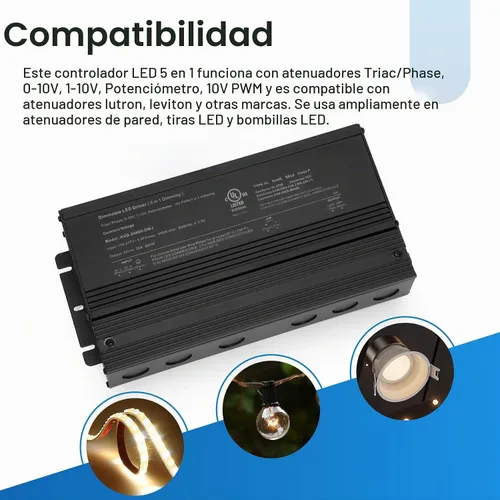 Vista 3 de 600W Dimmable LED Driver 24V, 110V-277V AC a 24V DC llevó el transformador