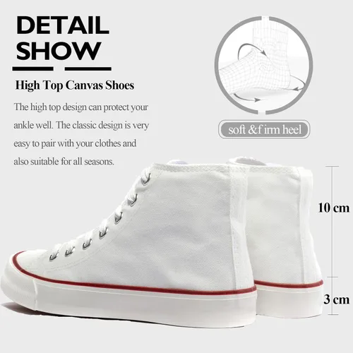 Vista 4 de Zapatos de lona para mujeres y hombres, tenis de lona con cordones, tenis de lona a la moda, zapatos clásicos casuales para caminar, cómodos