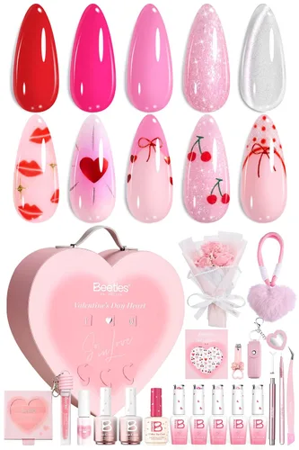 Vista 15 de Beetles - Kit de esmalte de uñas de gel para uñas del 4 de julio con luz UV, 6 colores, rojo, blanco, azul, juego de regalo de uñas para el Día