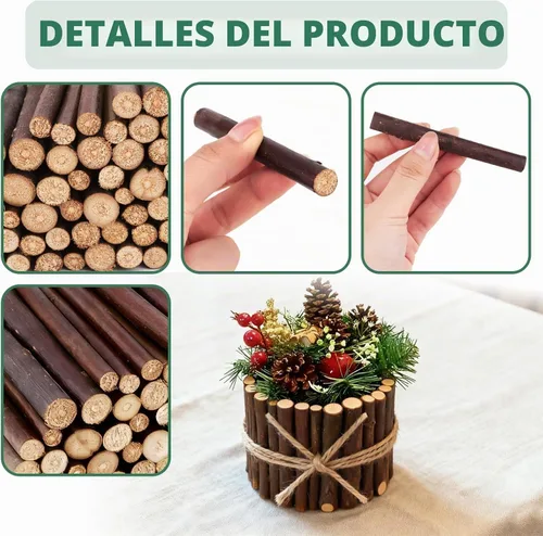 Vista 3 de FSWCCK 100 palitos de manualidades, 4 pulgadas de largo, 0.3-0.5 pulgadas de diámetro, ramas de abedul naturales, mini troncos de madera