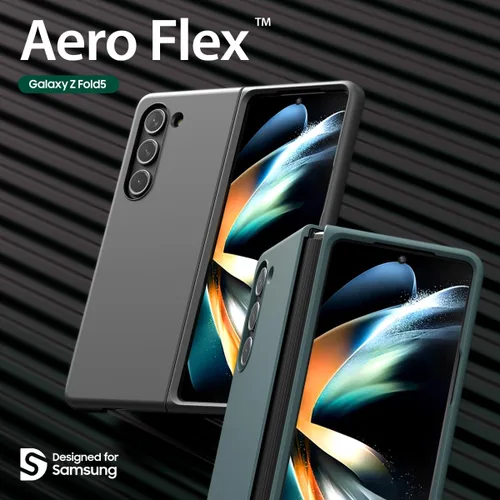 Vista 2 de araree Aero Flex - Funda para Galaxy Z Fold Series con protección de bisagra, carcasa protectora delgada (PC) con protector de bisagra (TPU), Crema