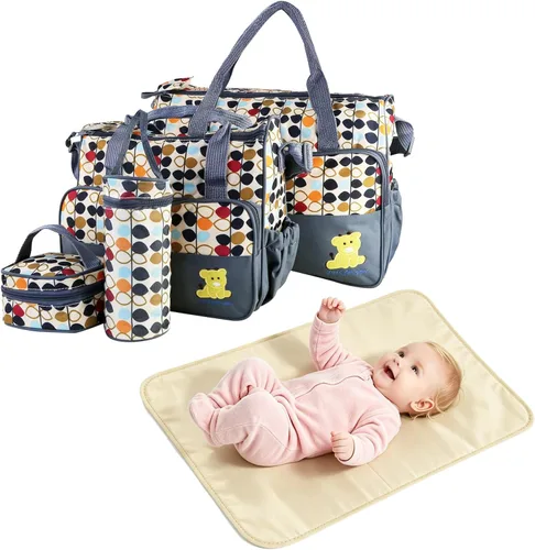 Vista 13 de KOCASO Juego de 5 bolsas de pañales para bebés Azul