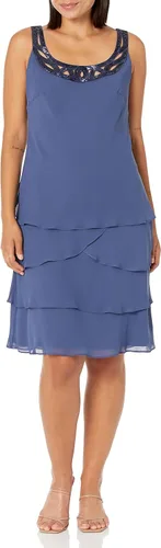 Vista 3 de SL Fashions Vestido de chaqueta de lentejuelas escalonadas adornado para mujer pequeño y regular Púrpura