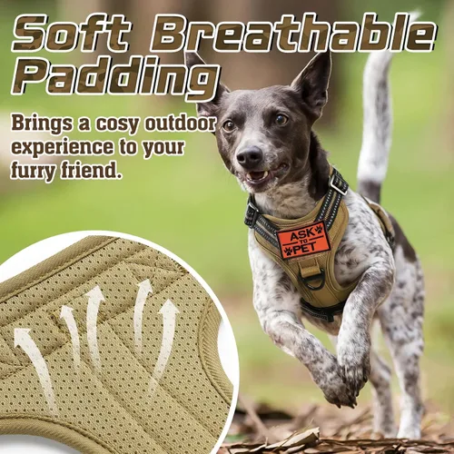 Vista 9 de rabbitgoo - Arnés táctico sin tirones para perros, estilo militar, con mango y sistema Molle, arnés para perros de fácil control, arnés reflectante