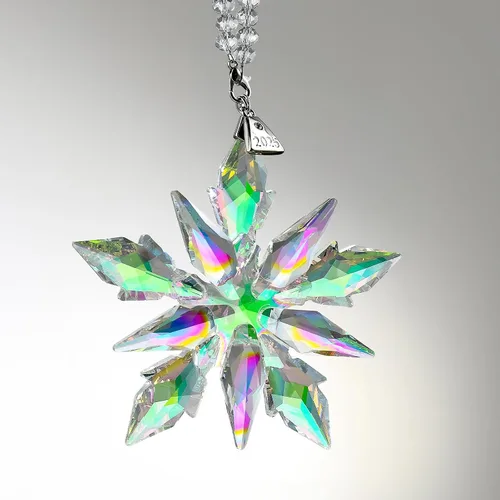 Vista 11 de XIANGBAN Edición 2025 Adornos de copo de nieve de cristal, adornos de Navidad, regalos para el hogar (2023-multicolor)