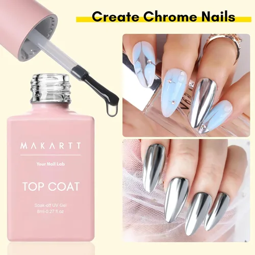 Vista 7 de Kit de capa base y capa superior de gel Makartt: Esmalte de uñas transparente, brillante, sin necesidad de limpieza, resistente a manchas, capa