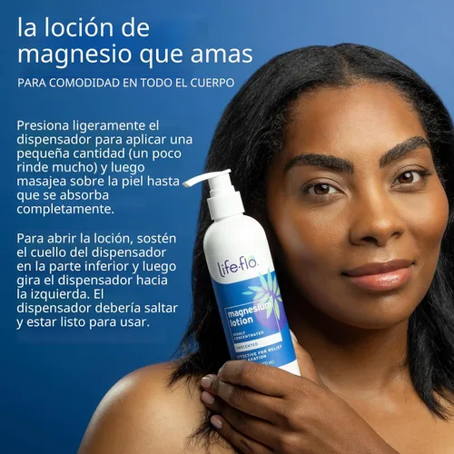 Vista 4 de LIFE-FLO Loción de magnesio - Loción de magnesio altamente concentrada para niños y adultos - Calma los músculos y las articulaciones cuando se
