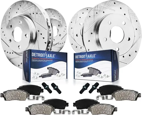 Vista 16 de Detroit Axle - Kit de frenos para Chevrolet Cruze 2011-2015 2013-2016 Sonic 2016 Cruze Limited Rotores de freno de disco ranurados perforados