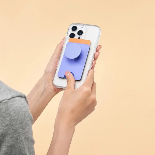 Vista 4 de PopSockets Cartera de teléfono para MagSafe, tarjetero con empuñadura, color morado bígaro