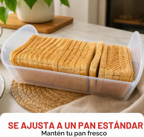 Vista 4 de Tafura Recipiente de almacenamiento de pan con bandeja, caja de pan de plástico, recipiente para pan con tapa hermética, conservador de pan