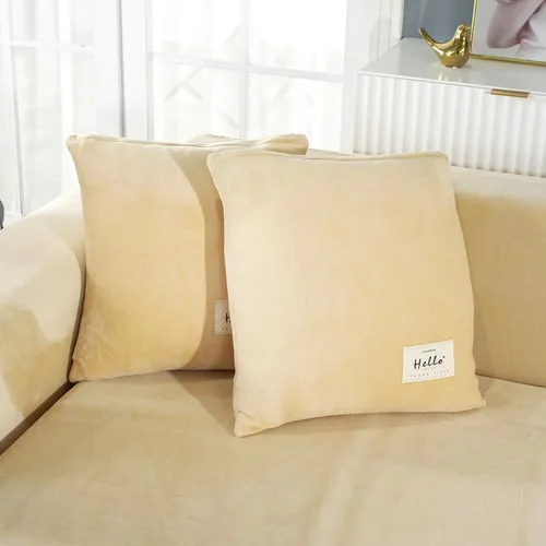 Vista 5 de Fundas de terciopelo grueso para sofá de felpa de 1, 2, 3, 4 plazas, funda de sofá de alta elasticidad, protector de muebles con 1 funda de almohada