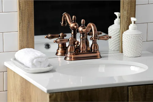 Vista 7 de Kingston KB160ALAC - Grifo de baño central de 4 pulgadas, cobre antiguo