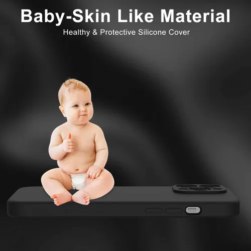 Vista 6 de DEENAKIN Funda compatible con iPhone 13 Pro Max con protector de pantalla, silicona suave y sedosa, funda de cámara mejorada, funda protectora