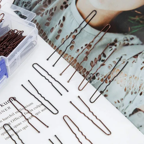 Vista 5 de AIEX Juego de 200 horquillas para el pelo en forma de U, pinzas para el cabello para mujeres y niñas y peluquería con caja de almacenamiento