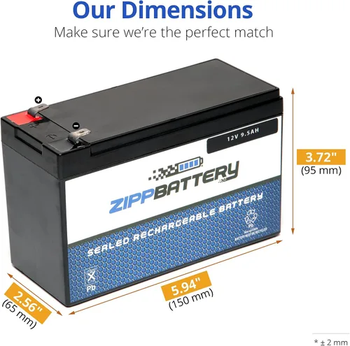 Vista 2 de Batería de plomo sellada de 12V 9.5AH 114W terminales T2 para batería Zipp