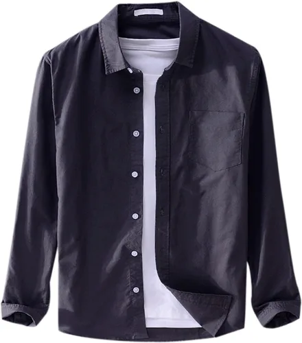 Vista 18 de Camisa de lino para hombre, manga larga, cómoda, abotonada, lisa, ligera, holgada, con bolsillos