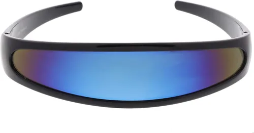 Vista 8 de zeroUV - Gafas de sol con visera de lente espejada de color cíclope estrecho futurista