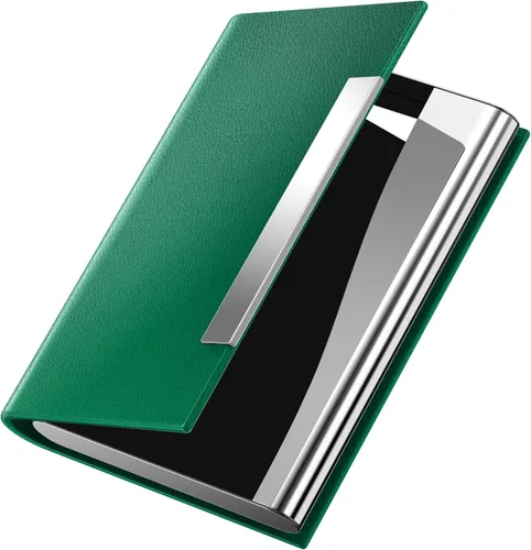 Vista 19 de Padike - Tarjetero profesional de cuero PU y acero inoxidable multitarjeta para hombres y mujeres. Estuche para tarjetas de crédito, carné de Negro