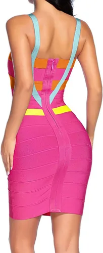 Vista 2 de houstil Vestido ajustado con correa para mujer, para cóctel, fiesta, fiesta, fiesta, fiesta, fiesta, fiesta, fiesta, fiesta, fiesta